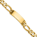 14k Hand-polished Solid Chain/Solid Plate Figaro Link 48x Plate ID Bracelet