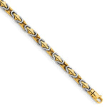 14K Two-tone Hand Polished Fancy Link with Lobster Clasp Bracelet