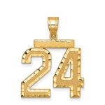 14k Large Brushed Diamond-cut Number 24 Charm
