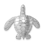 Sterling Silver Rhodium-plated Polished and Textured 3-D Sea Turtle Chain Slide