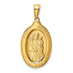 14k Polished Solid Saint Joseph Medal Oval Pendant