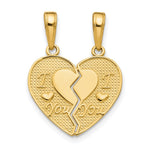 14k I LOVE YOU Break Apart Heart Charm