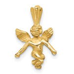 14k 3-D Satin and Diamond-Cut Angel Charm