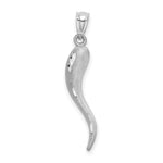 14k White Gold Solid Diamond-cut 3-D Italian Horn Charm