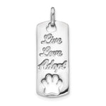 14k White Gold Polished Live Love Adopt with Cut-out Paw Dog Tag Pendant