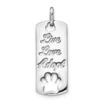 14k White Gold Polished Live Love Adopt Paw Dag Tag Pendant