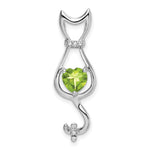 10k White Gold Heart Peridot and Diamond Cat Pendant