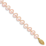 14k 7- Pink Near-Round Freshwater Cultured Pearl Bracelet