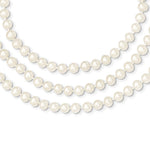 14k 6- White Near Round FW Cultured Pearl 3-strand Necklace