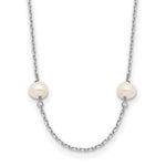 14k White Gold 4- White Near-Round Freshwater Cultured Pearl 8-Station Necklace