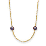 14k 5- Black Near-Round Freshwater Cultured Pearl 9-Station Necklace