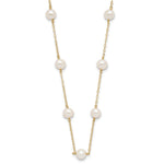 14k 5.5- White Near-Round Freshwater Cultured Pearl 12-Station Necklace