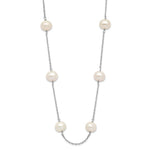 14k White Gold 6- White Near-Round Freshwater Cultured Pearl 12-Station Necklace