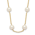 14k 8- White Near-Round Freshwater Cultured Pearl 14-Station Necklace