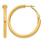 14k 3x Polished Round Omega Back Tube Hoop Earrings