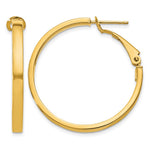 14k 3x Polished Square Tube Omega Back Round Hoop Earrings