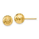 14k Diamond-cut Puffed Mirror Ball Post Earrings