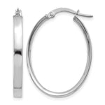 14K White Gold 3x Oval Tube Hoop Earrings