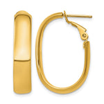 14k 6x Polished Oval Omega Back Tube Hoop Earrings
