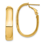 14k Oval Omega Back Hoop Earrings