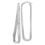 14k White Gold Textured Twisted Oval Hoop Earrings