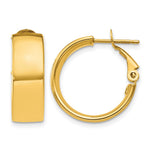 14k 6.75x Polished Flat Tube Omega Back Hoop Earrings