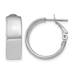 14k White Gold 6.75x Polished Flat Tube Omega Back Hoop Earrings