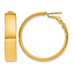 14k 7x Polished Flat Tube Omega Back Hoop Earrings