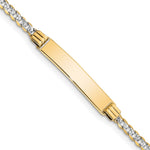14k Polished with Rhodium Pav Solid Chain/Solid Plate Curb Link 25.5x Plate ID Bracelet