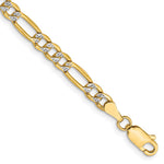 14K Semi-Solid with Rhodium Pav‚ Figaro with Lobster Clasp Bracelet