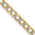 14K Semi-Solid with Rhodium PavÇ Curb with Lobster Clasp Chain