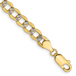 14K Semi-Solid with Rhodium Pav Curb with Lobster Clasp Bracelet