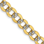 14K Semi-Solid with Rhodium Pav Curb with Lobster Clasp Chain