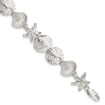 Sterling Silver Polished Seashells and Starfish Bracelet