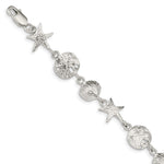 Sterling Silver Polished Seashells and Starfish Bracelet
