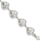 Sterling Silver Fancy Filigree Heart Bracelet