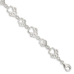 Sterling Silver Polished Paw Prints Bracelet
