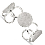 Sterling Silver Rhodium-plated Polished / Textured Circles Bangle