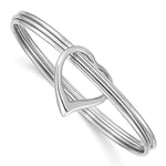 Sterling Silver Rhodium-plated Polished 3-Strand with Heart Slip-on Bangle