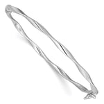 Sterling Silver Rhod-plated Polished Twisted Hinged Bangle