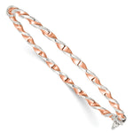 Sterling Silver Rose-tone Polished Twisted Hinged Bangle