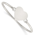 Sterling Silver Polished Engravable Heart Disc Hook Closure Bangle