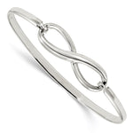 Sterling Silver Polished Infinity Hook Closure Bangle Bracelet