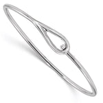Sterling Silver Rhodium-plated Polished Hook Closure Bangle