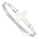 Sterling Silver Polished Cross Hook Closure Bangle