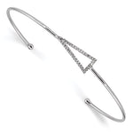 Sterling Silver Rhodium-plated Polished CZ Triangle Cuff Bangle
