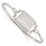 Sterling Silver Polished Rectangular Locket Hook Closure Bangle