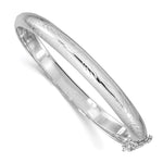 Sterling Silver RH-plated Diamond-cut Fancy Hinged Bangle Bracelet
