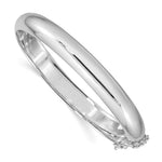 Sterling Silver Rhodium-plated Fancy Hinged Bangle Bracelet