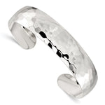 Sterling Silver Polished Domed Hammered Cuff Bangle